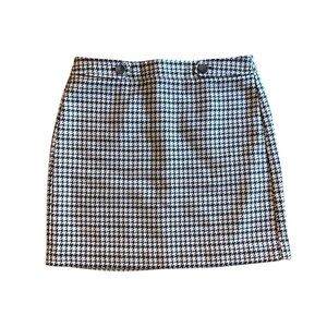 Preppy Pink Brown Houndstooth Skirt - Size 6